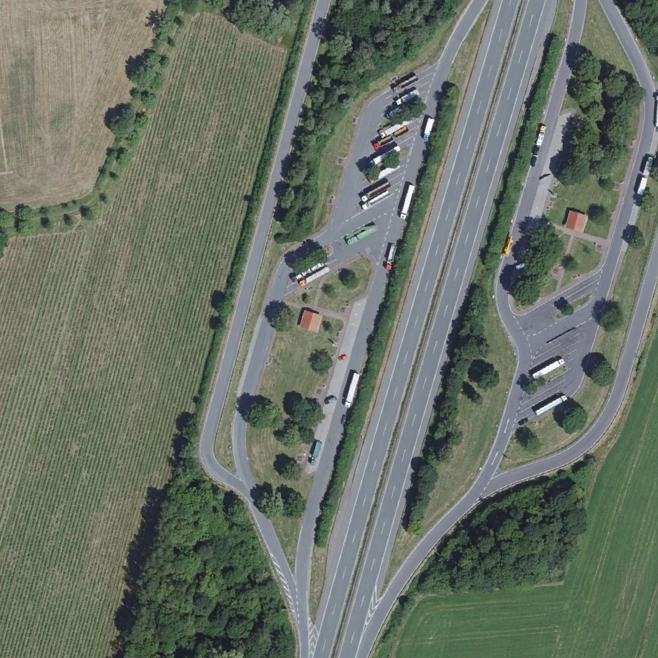Aerial photo (orthophoto) of truck parking Lüningskamp from 2024