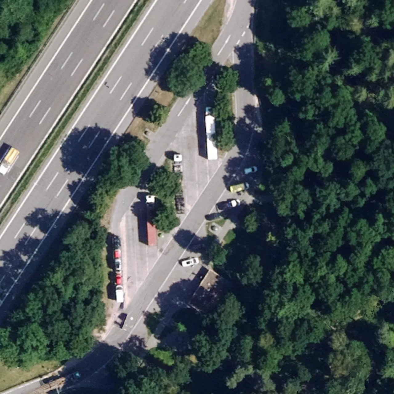 Aerial photo (orthophoto) of truck parking Brunn Ost from 2025