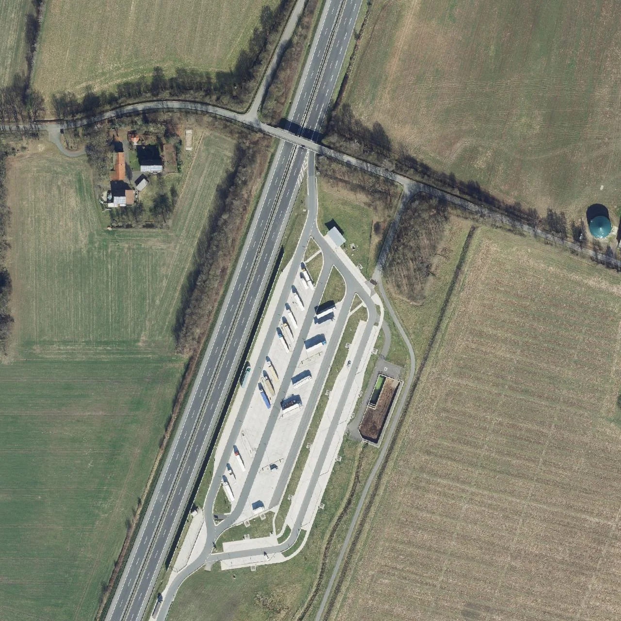 Aerial photo (orthophoto) of truck parking Hochmoor (Ost) from 2024