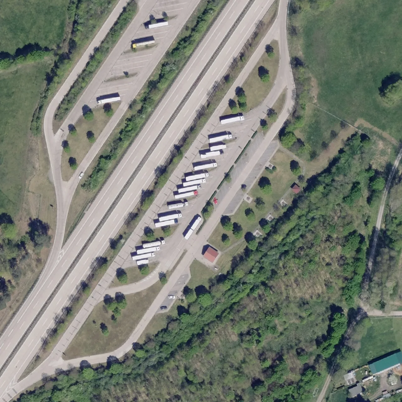 Aerial photo (orthophoto) of truck parking Ruhlander Heide from 2025