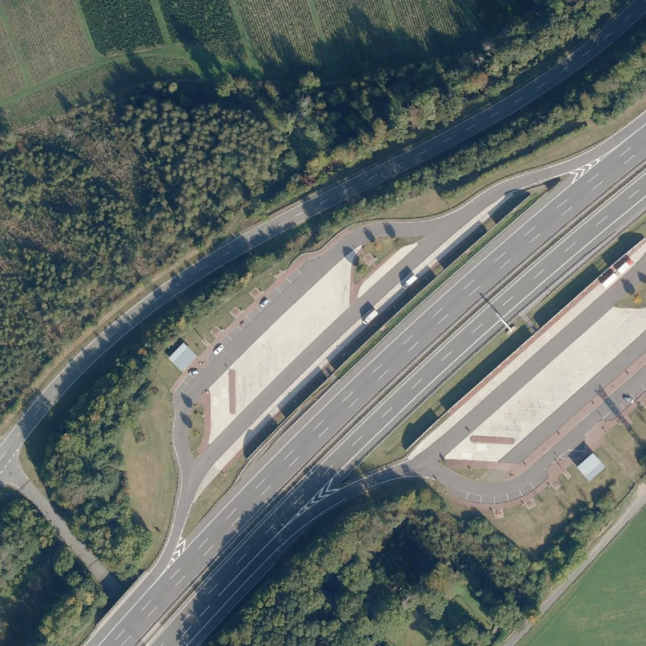 Aerial photo (orthophoto) of truck parking Brenscheid from 2023