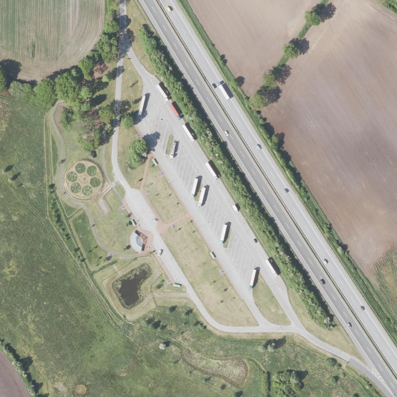 Aerial photo (orthophoto) of truck parking Ohe West from 2024