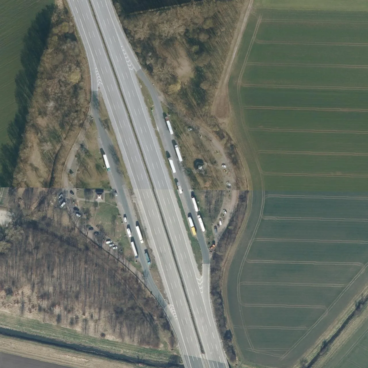 Aerial photo (orthophoto) of truck parking An der Alpe Ost from 2025