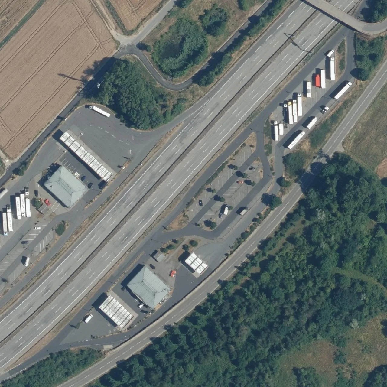 Aerial photo (orthophoto) of truck parking Weilbach Süd from 2023