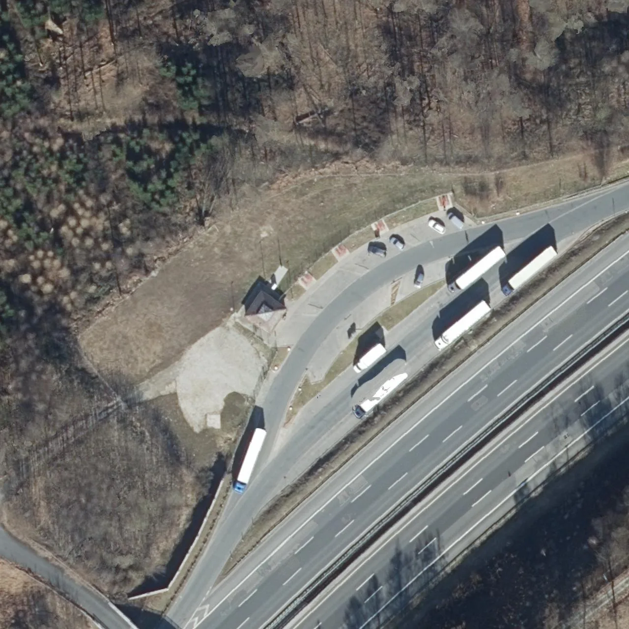 Aerial photo (orthophoto) of truck parking Humboldtblick West from 2025
