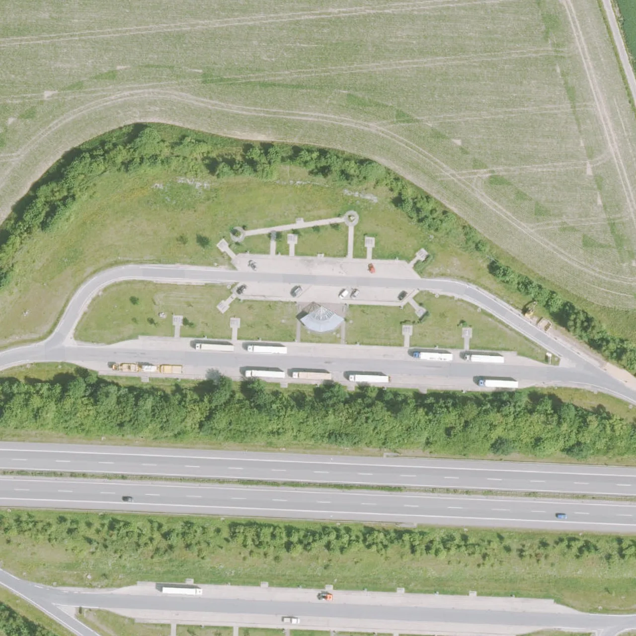 Aerial photo (orthophoto) of truck parking Kronberg Nord from 2025