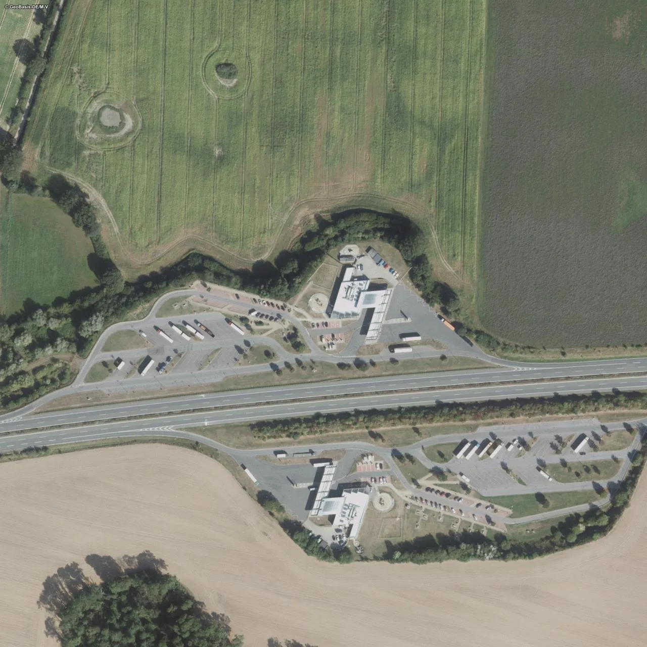 Aerial photo (orthophoto) of truck parking Schönberger Land Nord from 2024