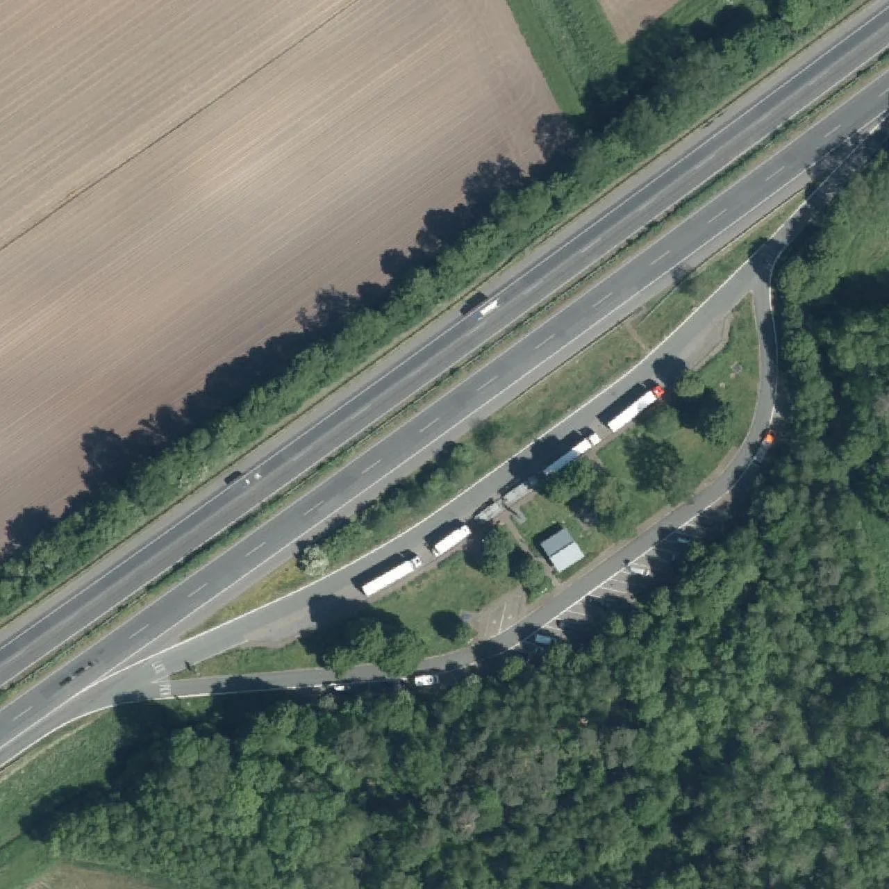Aerial photo (orthophoto) of truck parking Kroner Heide from 2024