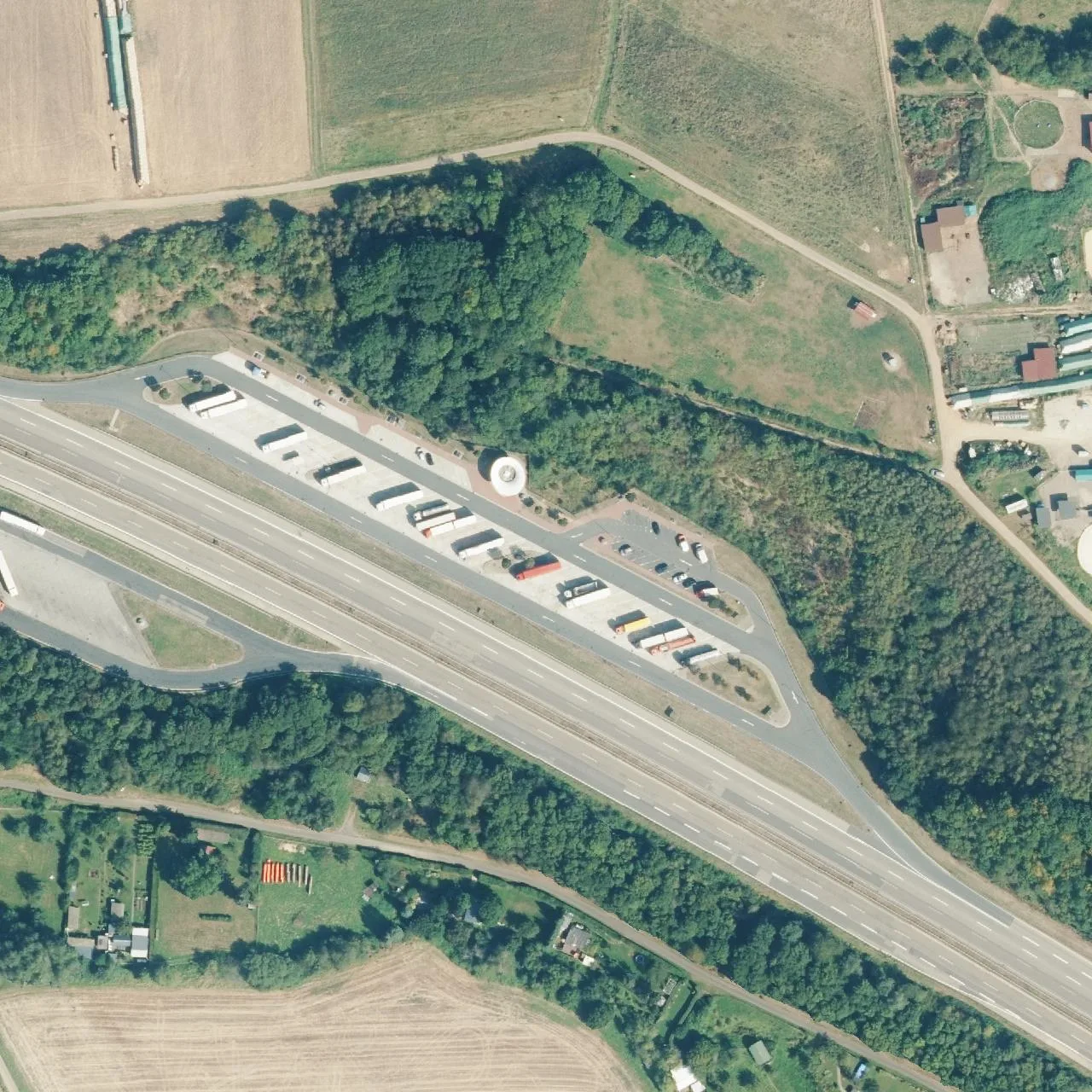 Aerial photo (orthophoto) of truck parking Vogelsang from 2024