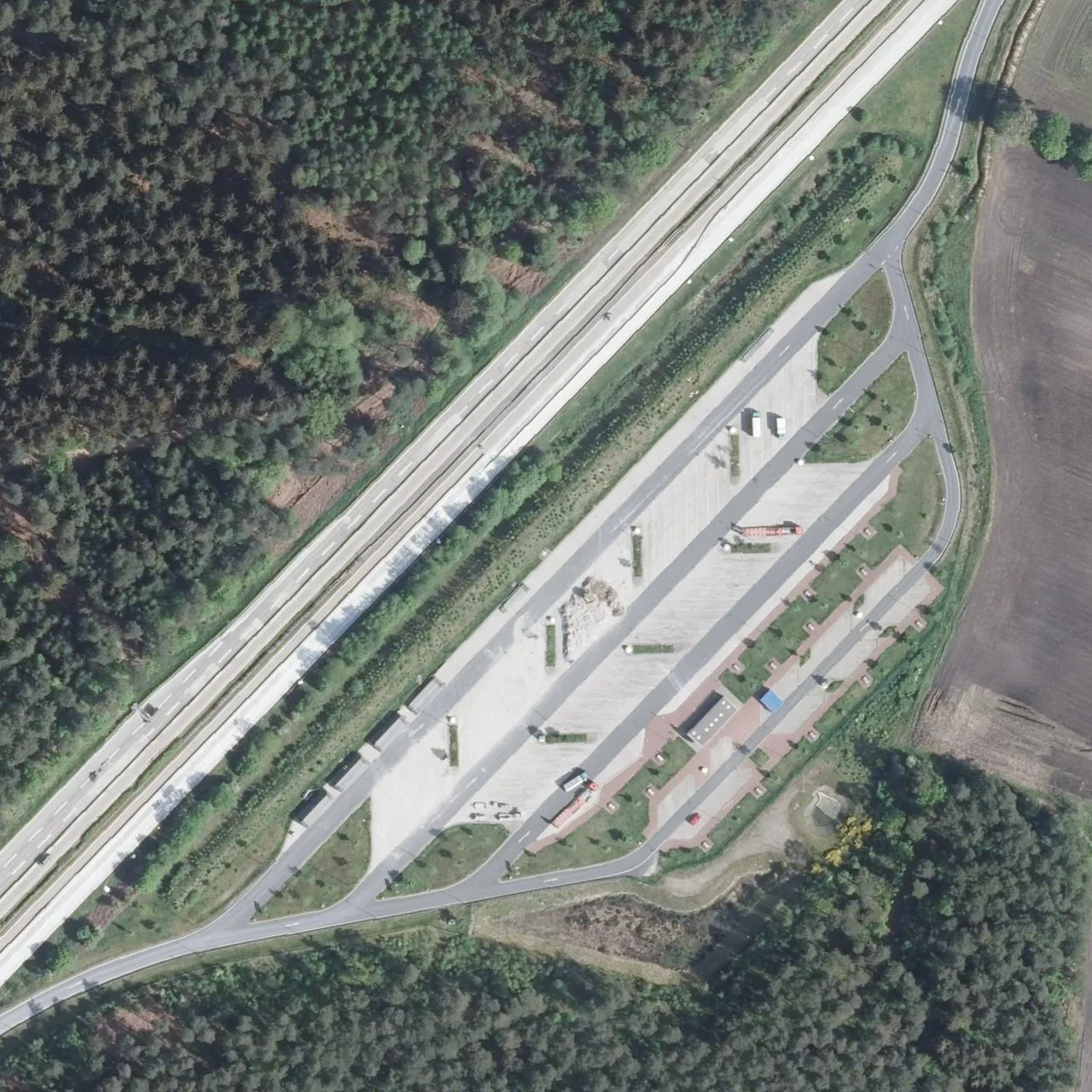 Aerial photo (orthophoto) of truck parking Abelbeck Kuhbusch Ost from 2024