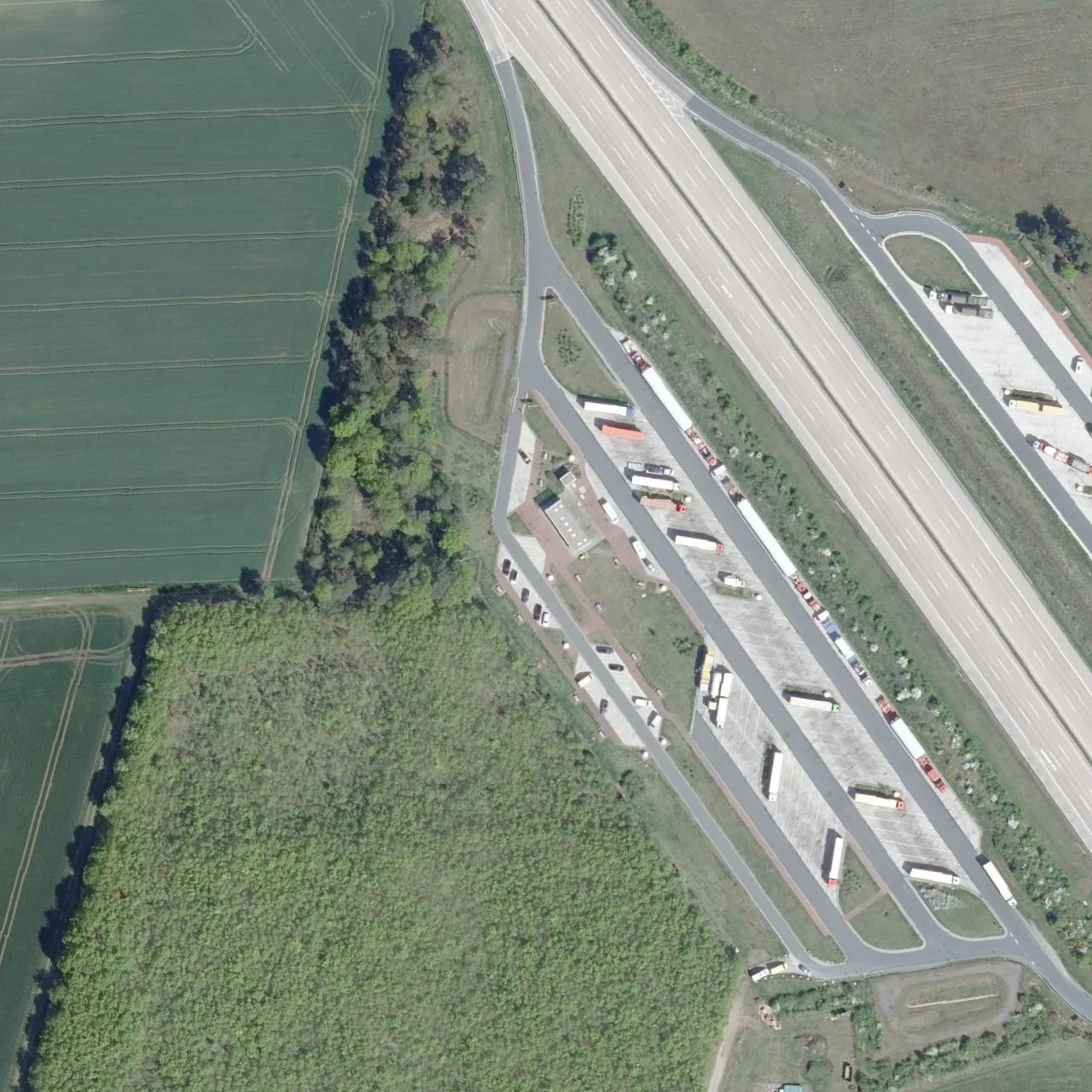 Aerial photo (orthophoto) of truck parking Osterriehe West from 2025