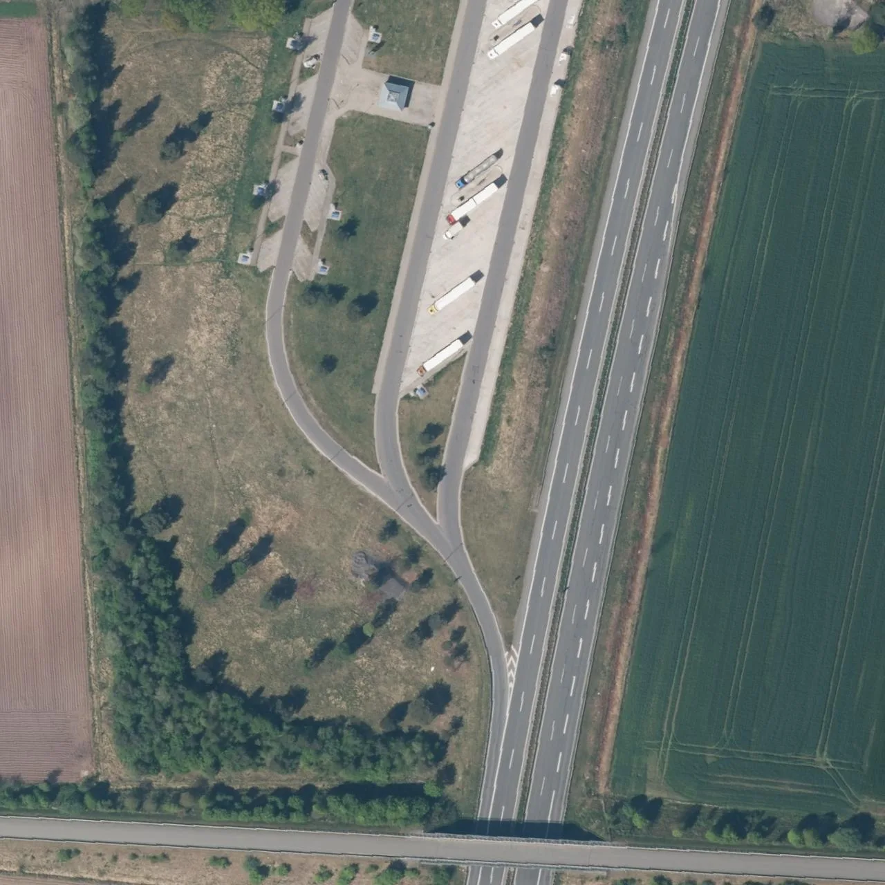 Aerial photo (orthophoto) of truck parking Bergeler Feld West from 2025