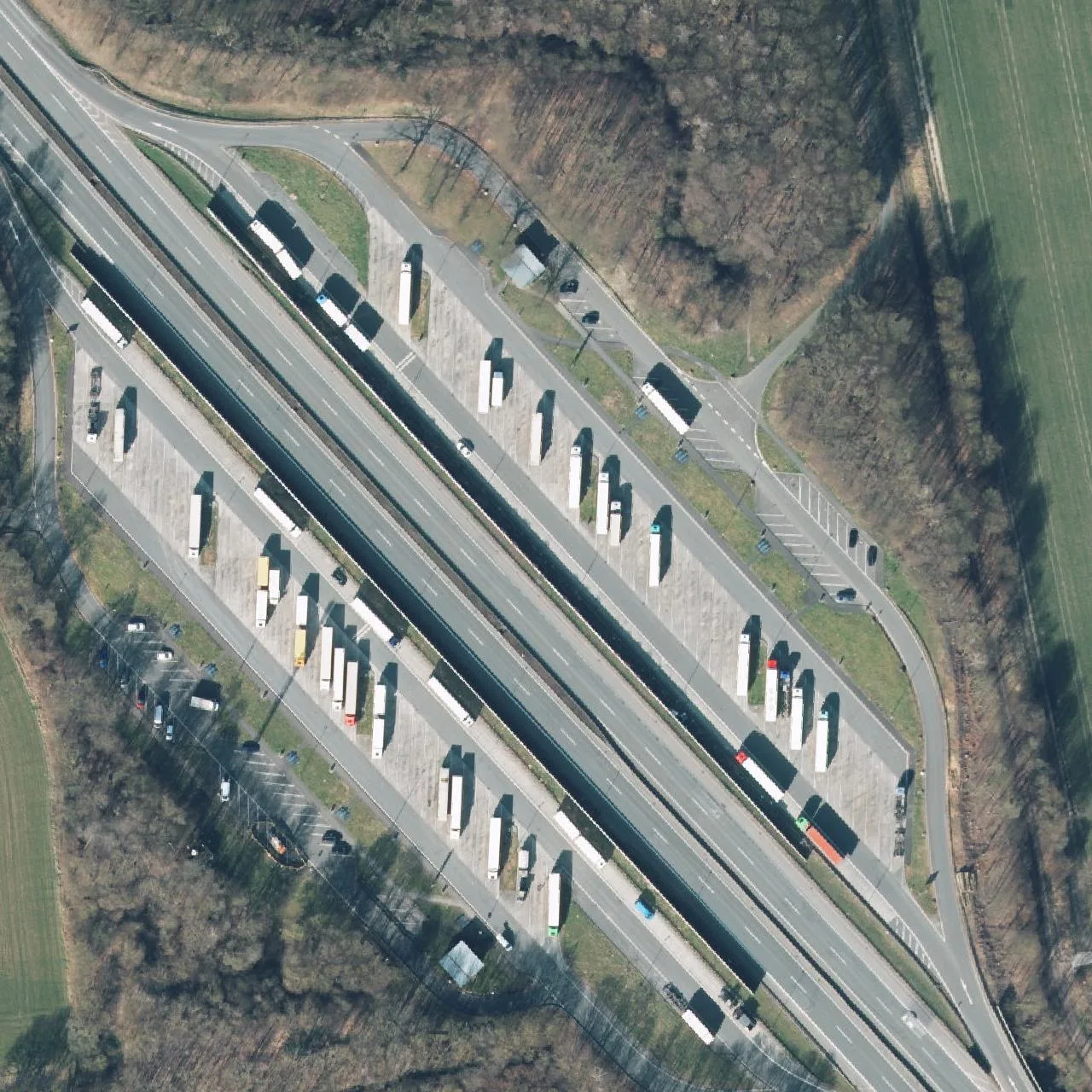 Aerial photo (orthophoto) of truck parking Westerfilde from 2025