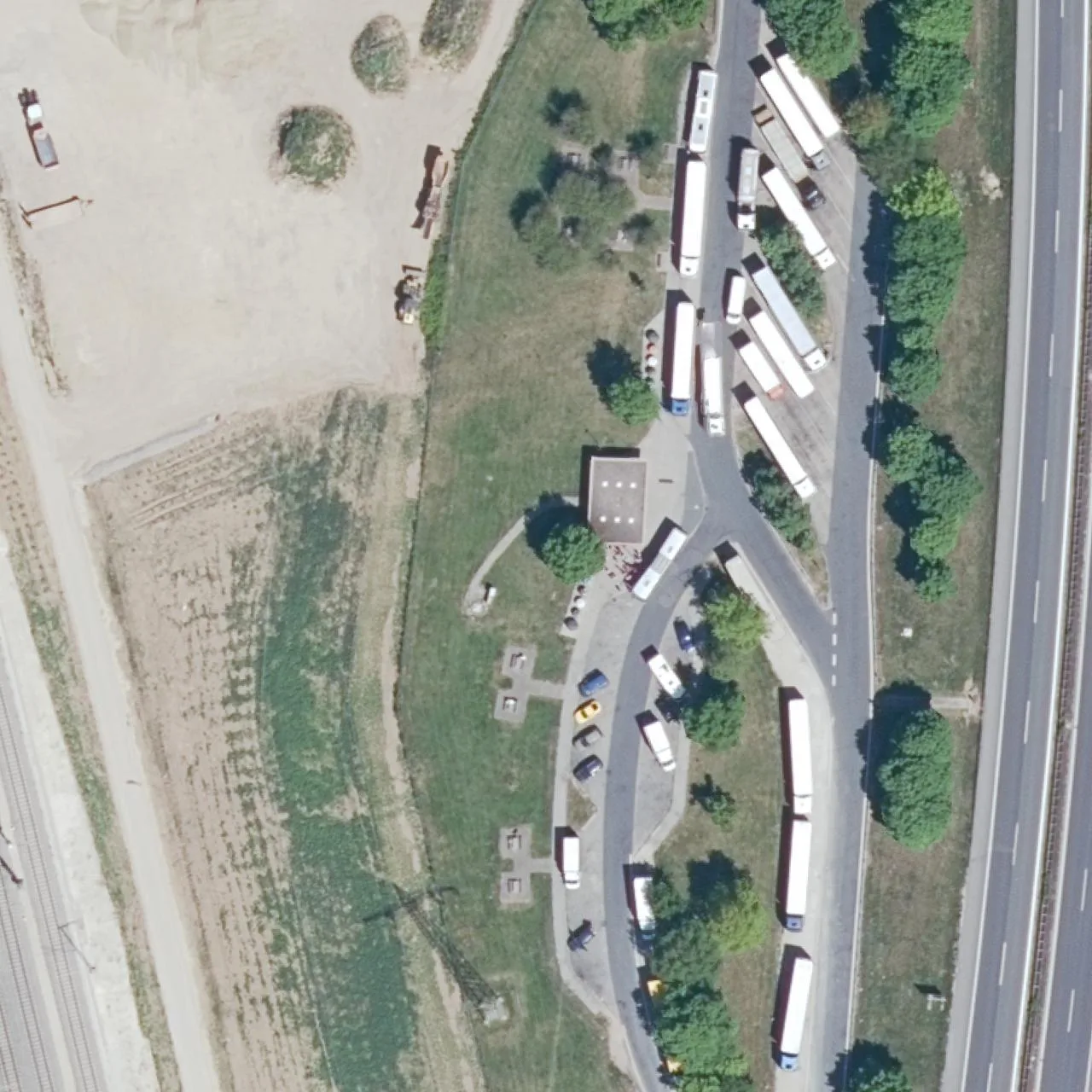 Aerial photo (orthophoto) of truck parking Regnitztal West from 2025