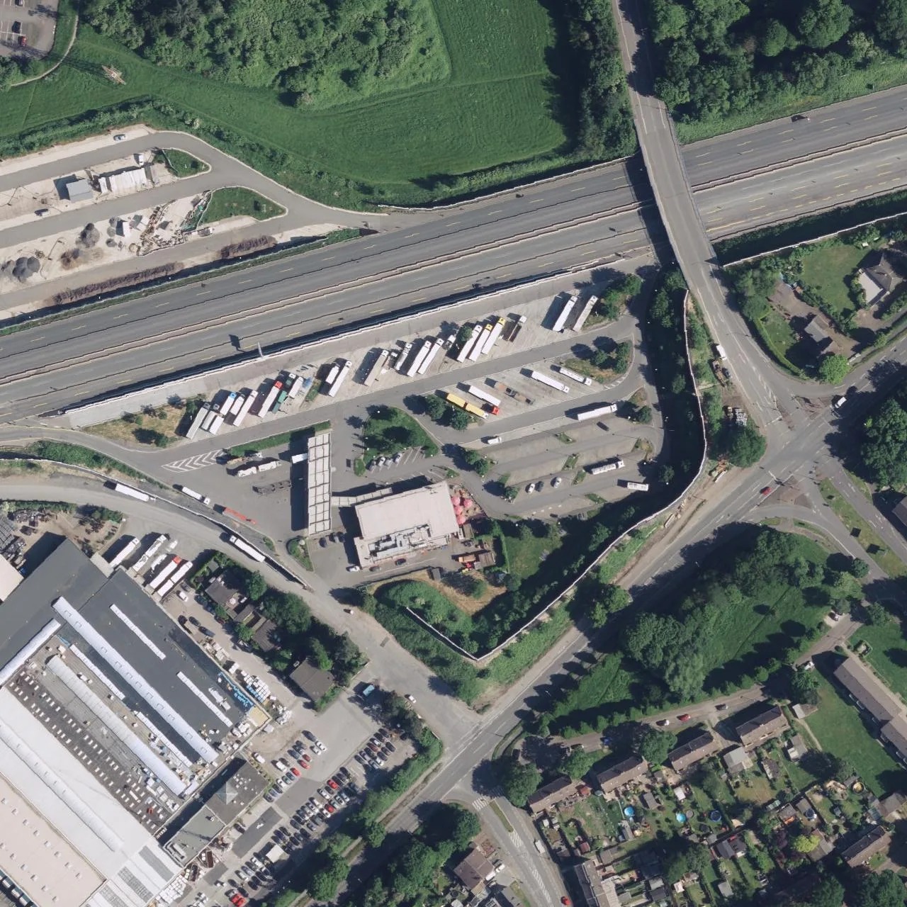 Aerial photo (orthophoto) of truck parking Bottrop (Süd) from 2024