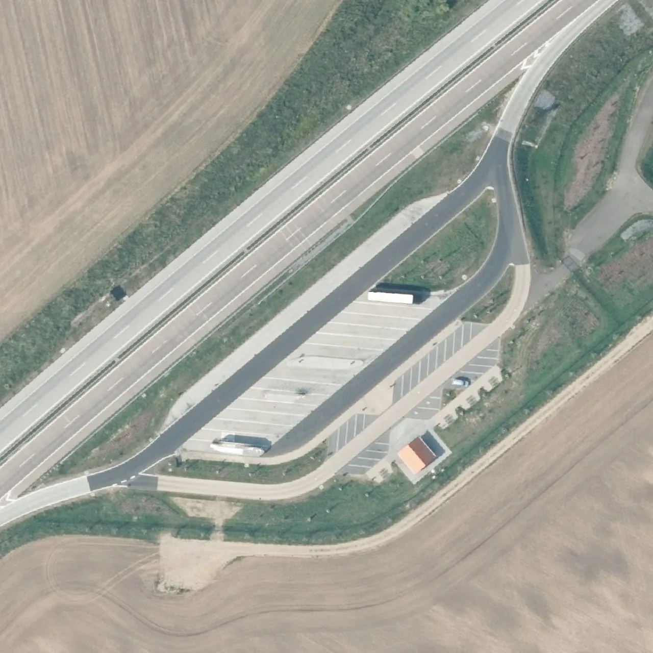 Aerial photo (orthophoto) of truck parking Randowbruch Süd from 2025