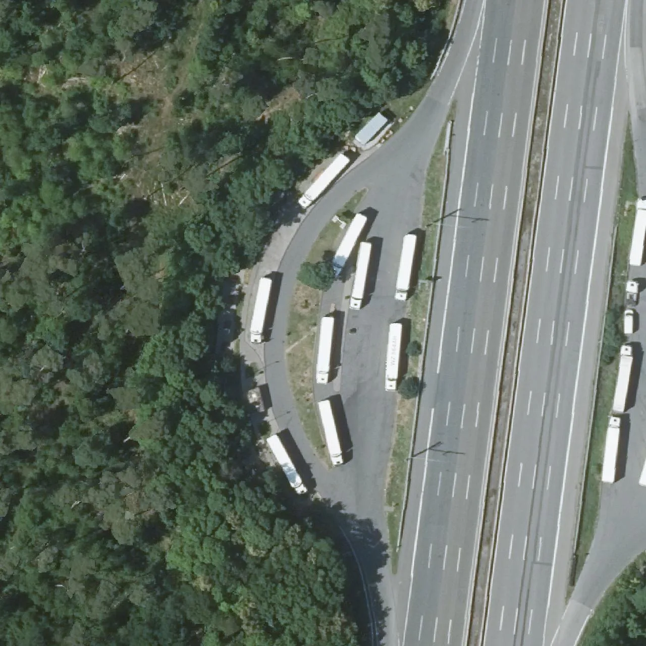 Aerial photo (orthophoto) of truck parking Brühlgraben from 2023