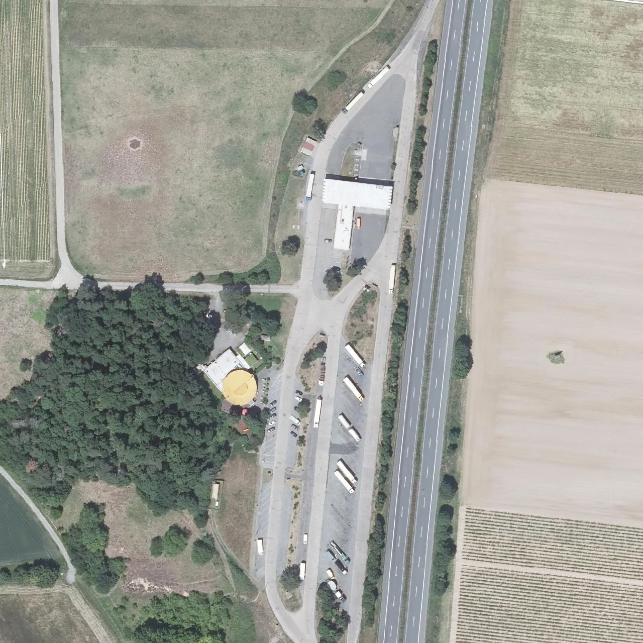 Aerial photo (orthophoto) of truck parking Alsbach from 2023