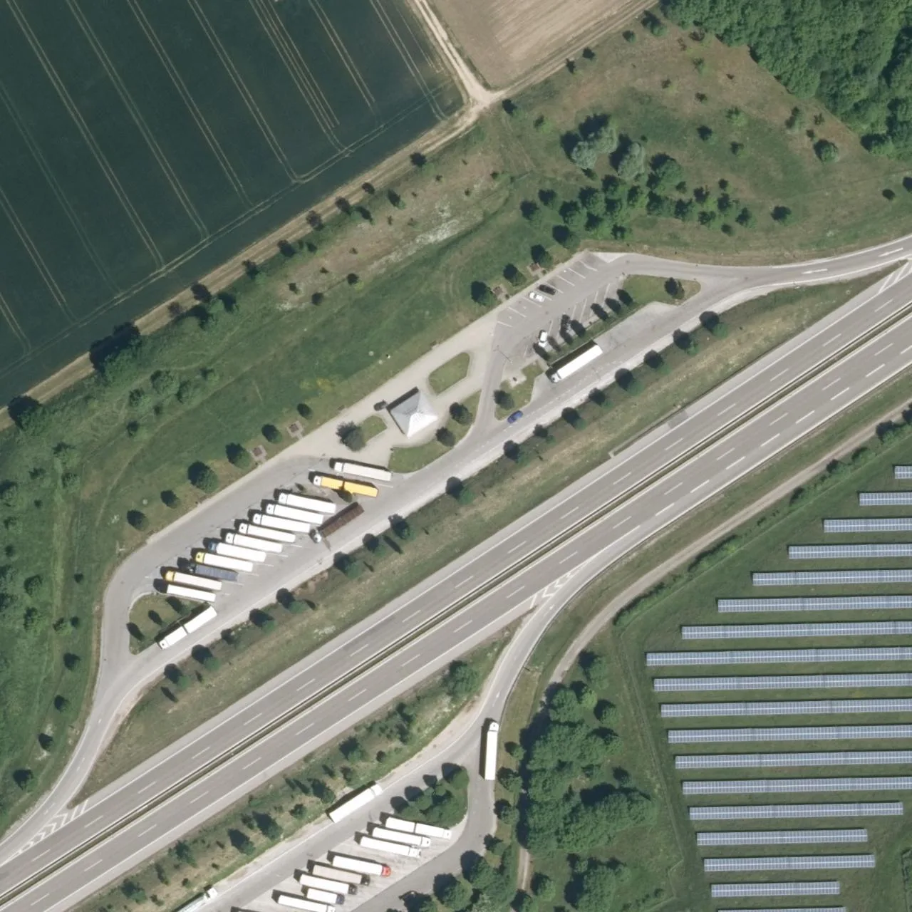 Aerial photo (orthophoto) of truck parking Burgacker-Nord from 2025