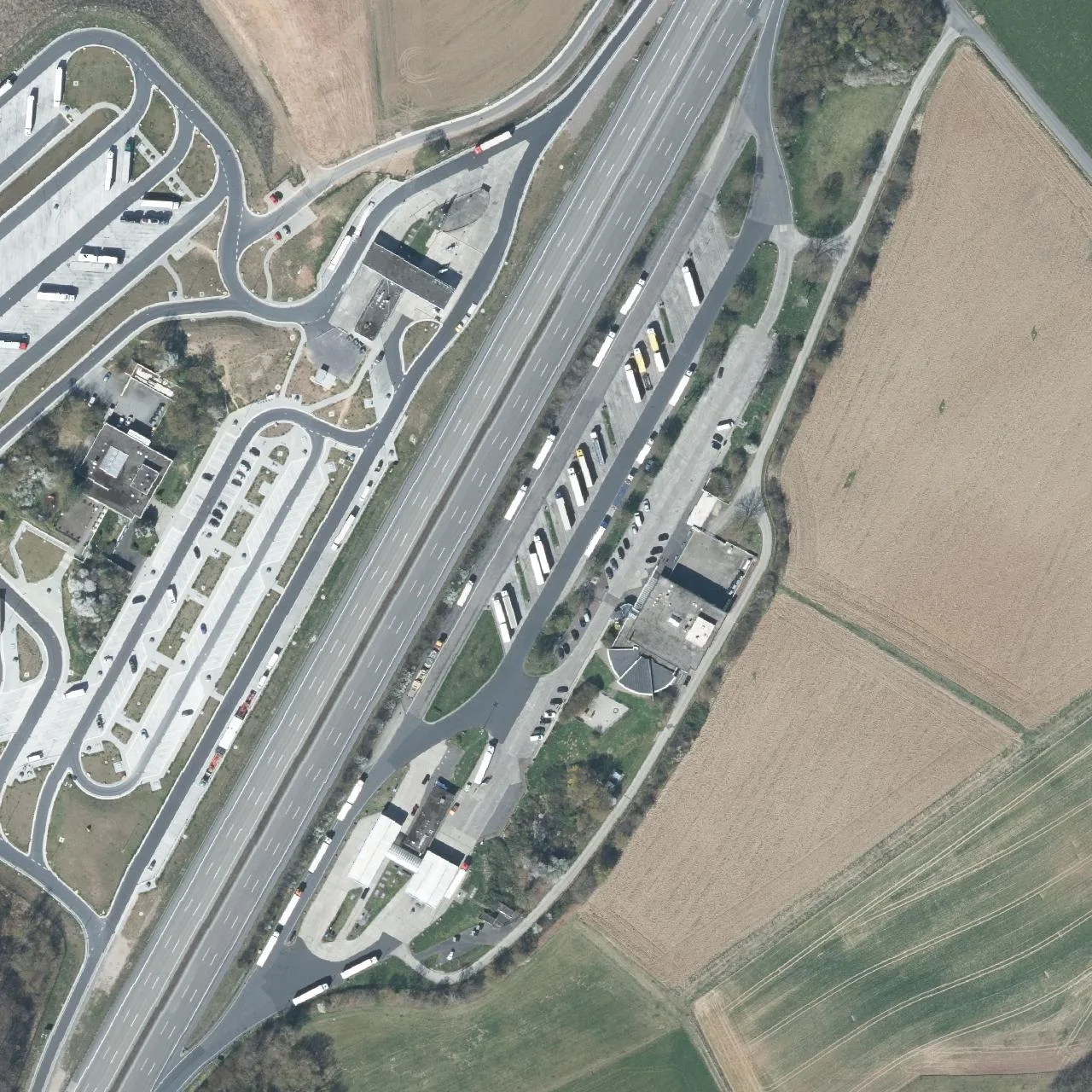 Aerial photo (orthophoto) of truck parking Hasselberg Ost from 2022