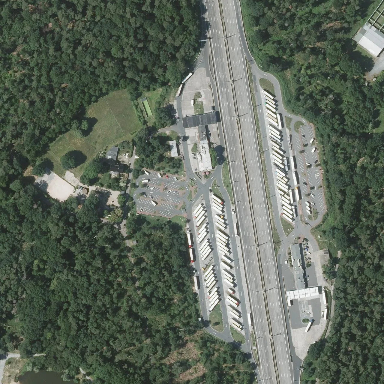 Aerial photo (orthophoto) of truck parking Gräfenhausen West from 2023