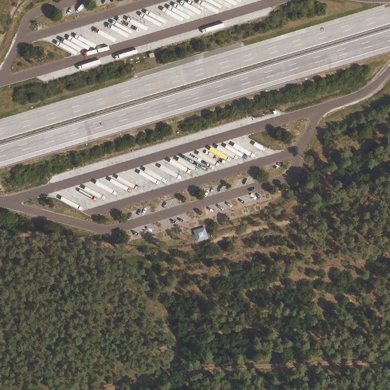 Aerial photo (orthophoto) of truck parking Krähenberge Süd from 2024