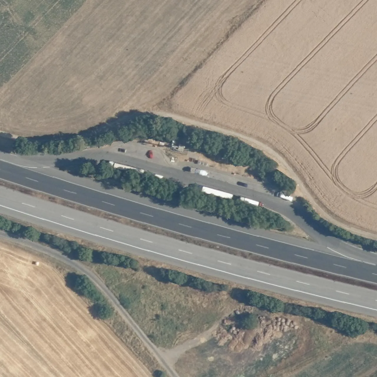 Aerial photo (orthophoto) of truck parking Zur alten Römerstraße from 2023