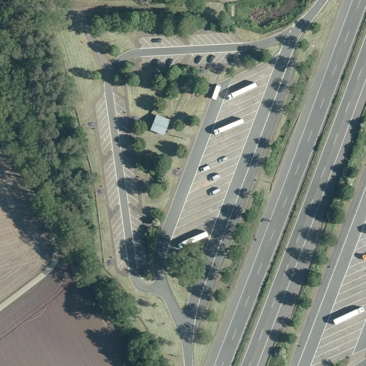 Aerial photo (orthophoto) of truck parking Sandrup from 2024
