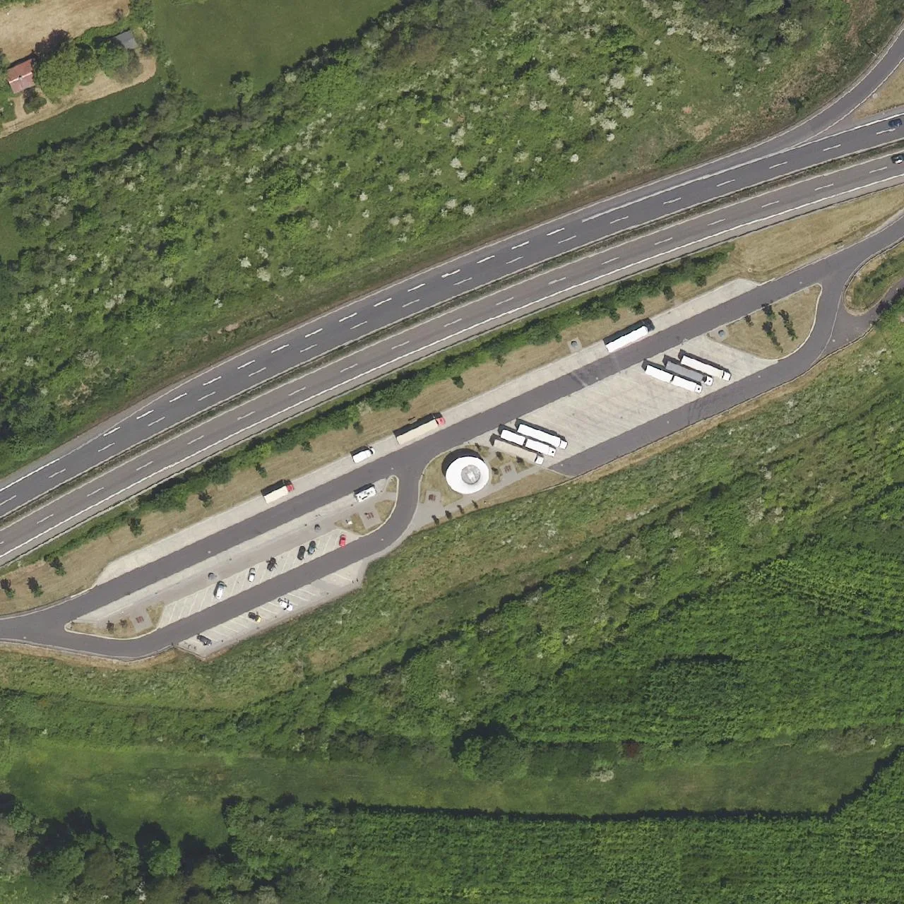 Aerial photo (orthophoto) of truck parking Hunsrücker Berg from 2023
