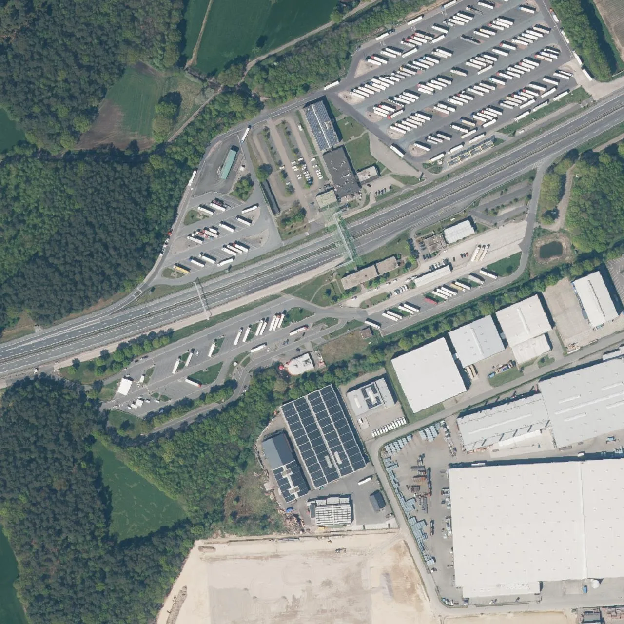 Aerial photo (orthophoto) of truck parking Bentheimer Wald (Süd) from 2025