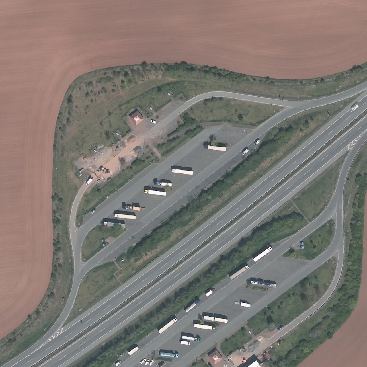 Aerial photo (orthophoto) of truck parking Goldene Aue Nord from 2024