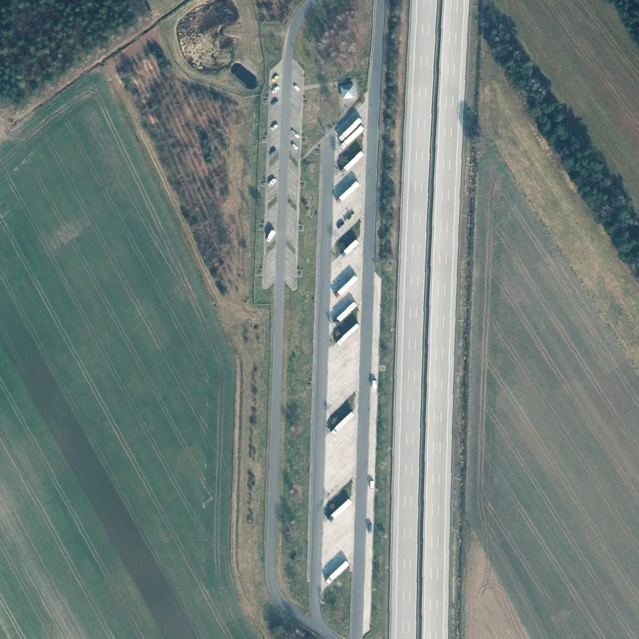 Aerial photo (orthophoto) of truck parking Ahrensfeld West from 2025