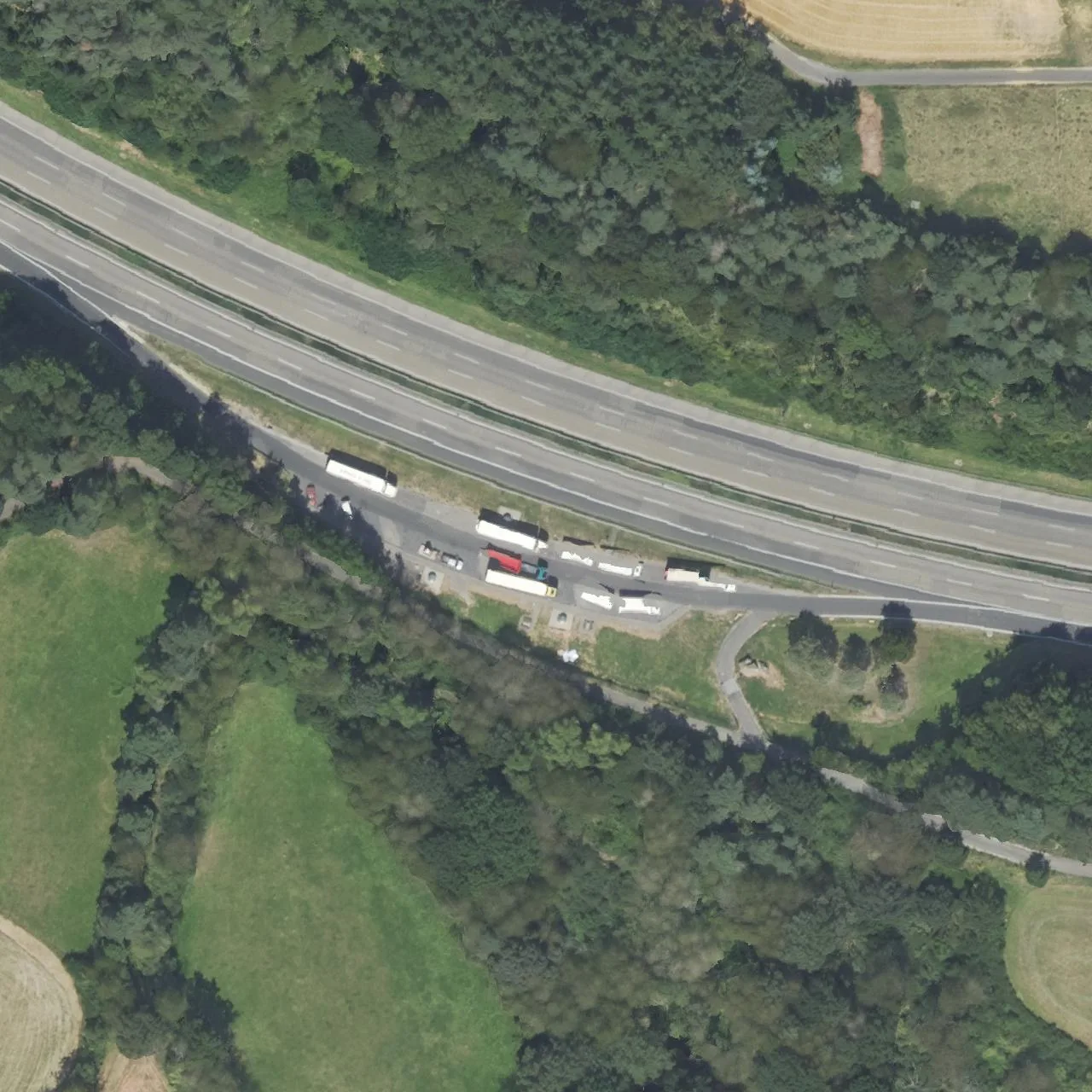 Aerial photo (orthophoto) of truck parking Strampen from 2024