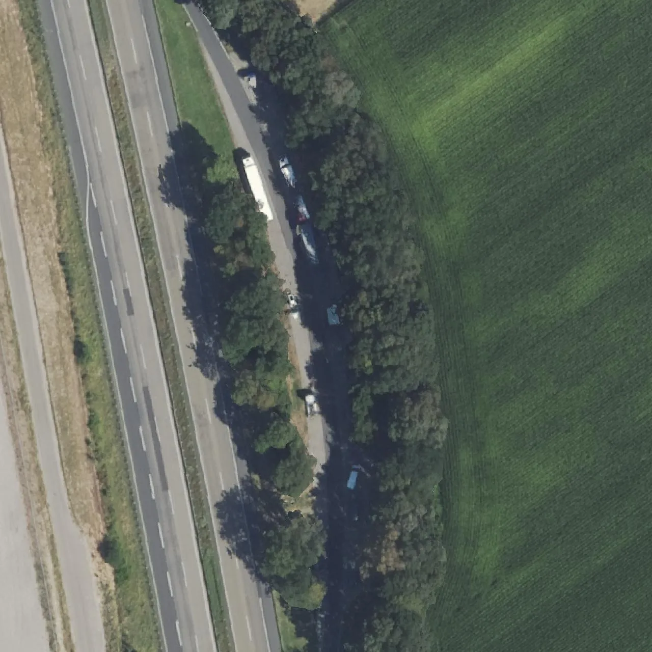 Aerial photo (orthophoto) of truck parking Petersberg from 2024