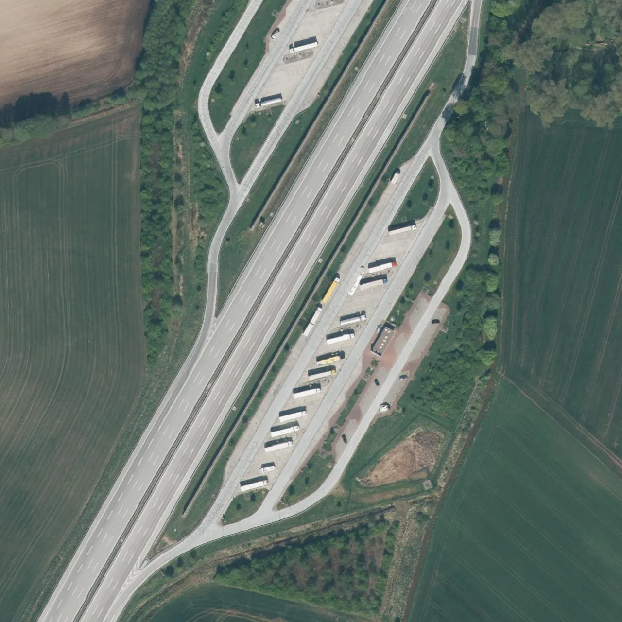 Aerial photo (orthophoto) of truck parking Langwege Ost from 2025