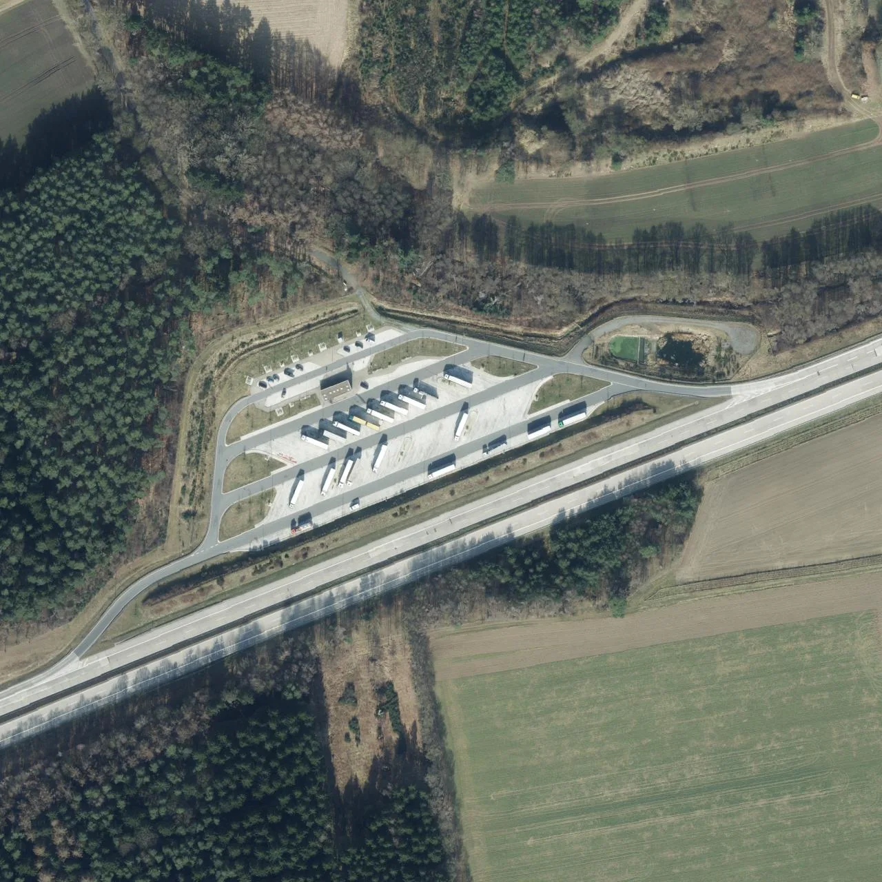 Aerial photo (orthophoto) of truck parking Delmetal Nord from 2023