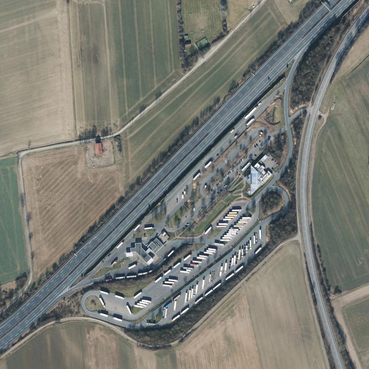 Aerial photo (orthophoto) of truck parking Auetal Süd from 2025