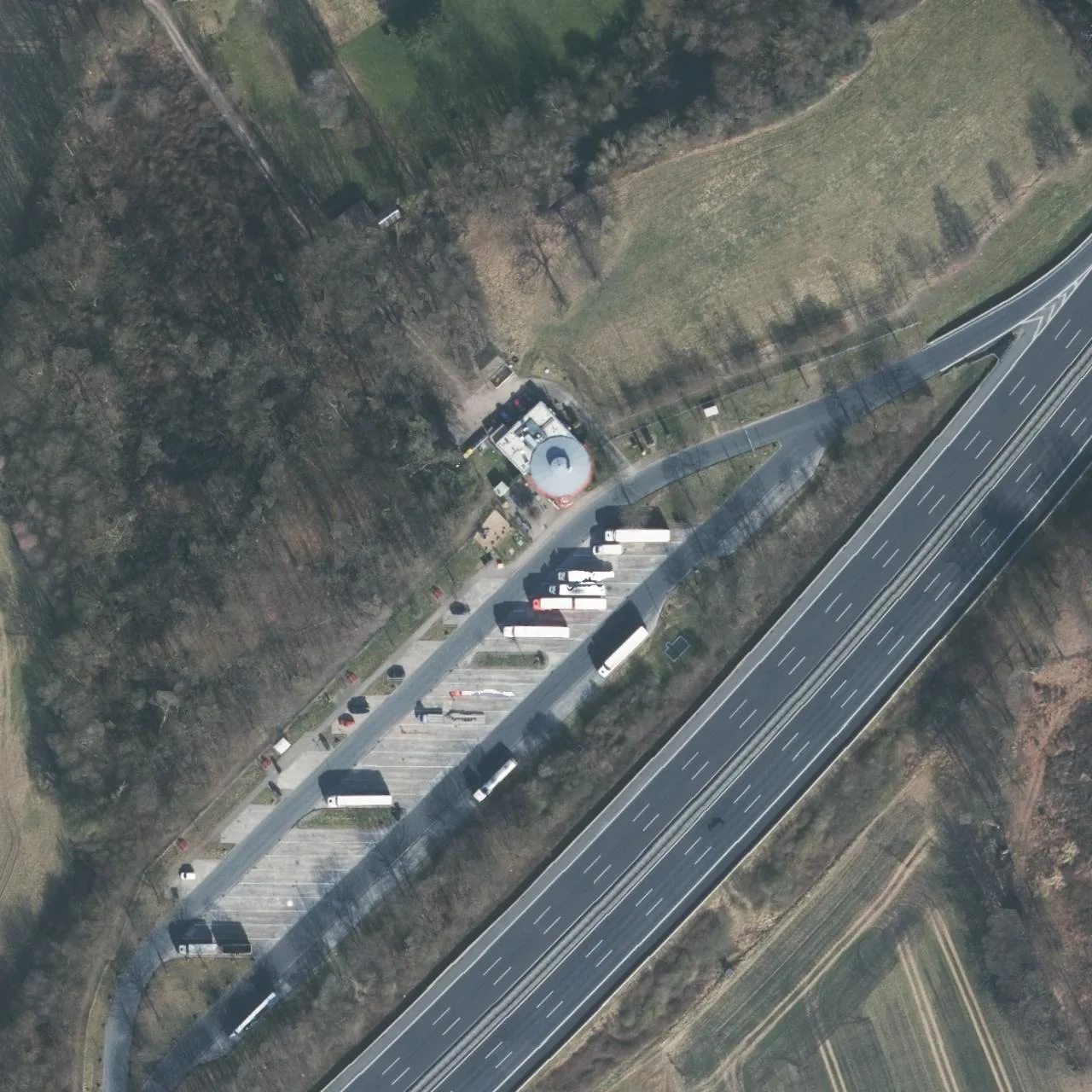 Aerial photo (orthophoto) of truck parking Schafstrift Nord from 2025