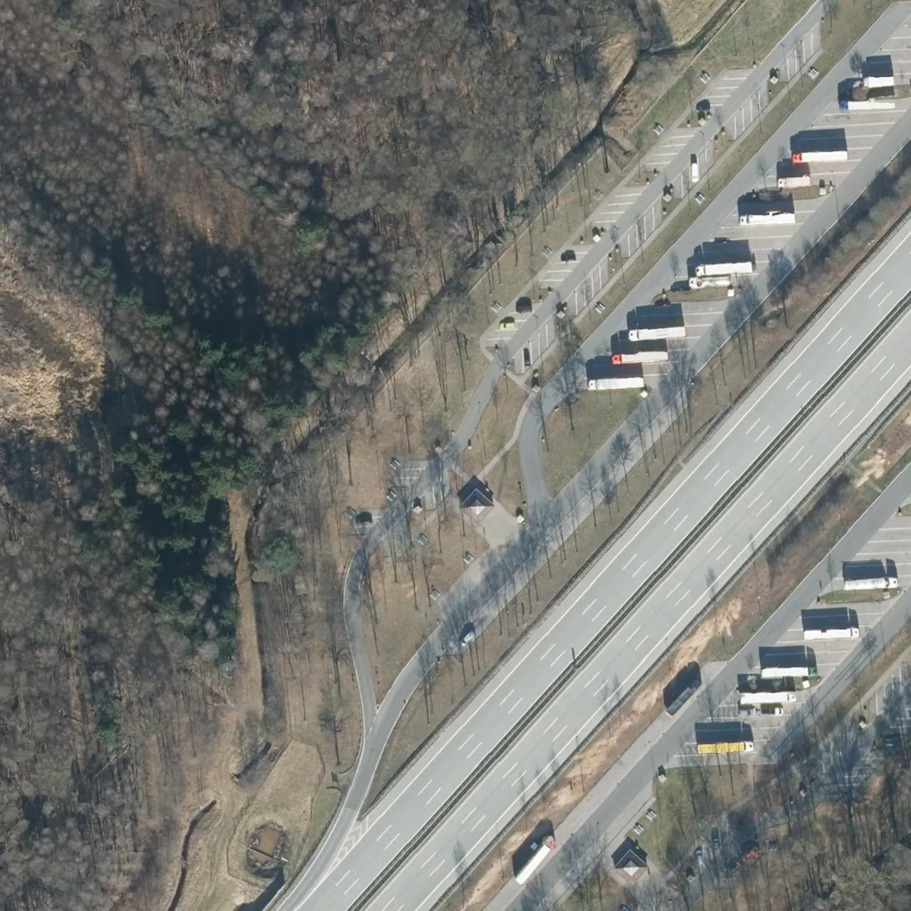Aerial photo (orthophoto) of truck parking Glindebusch Nord from 2024
