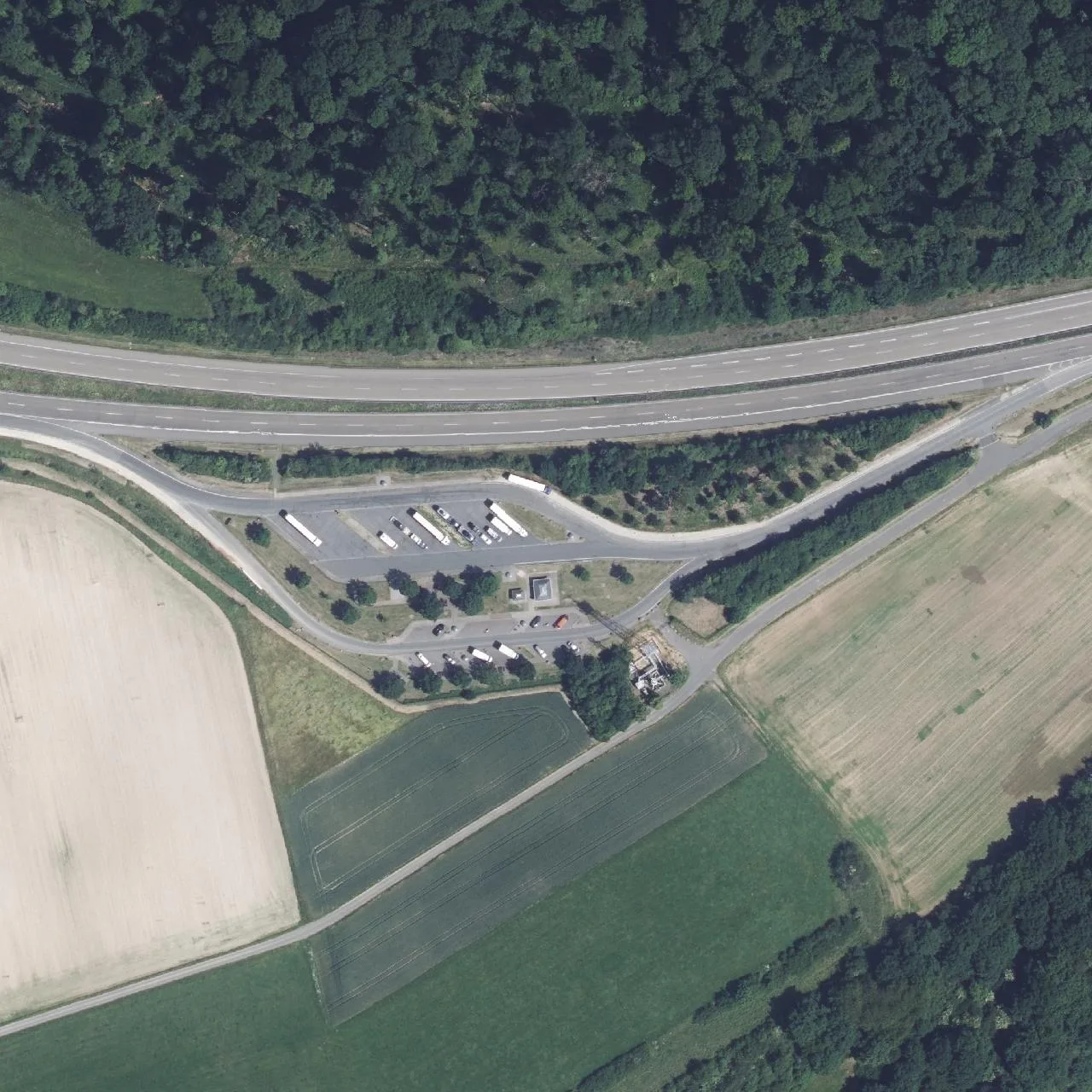 Aerial photo (orthophoto) of truck parking Krachgarten from 2022
