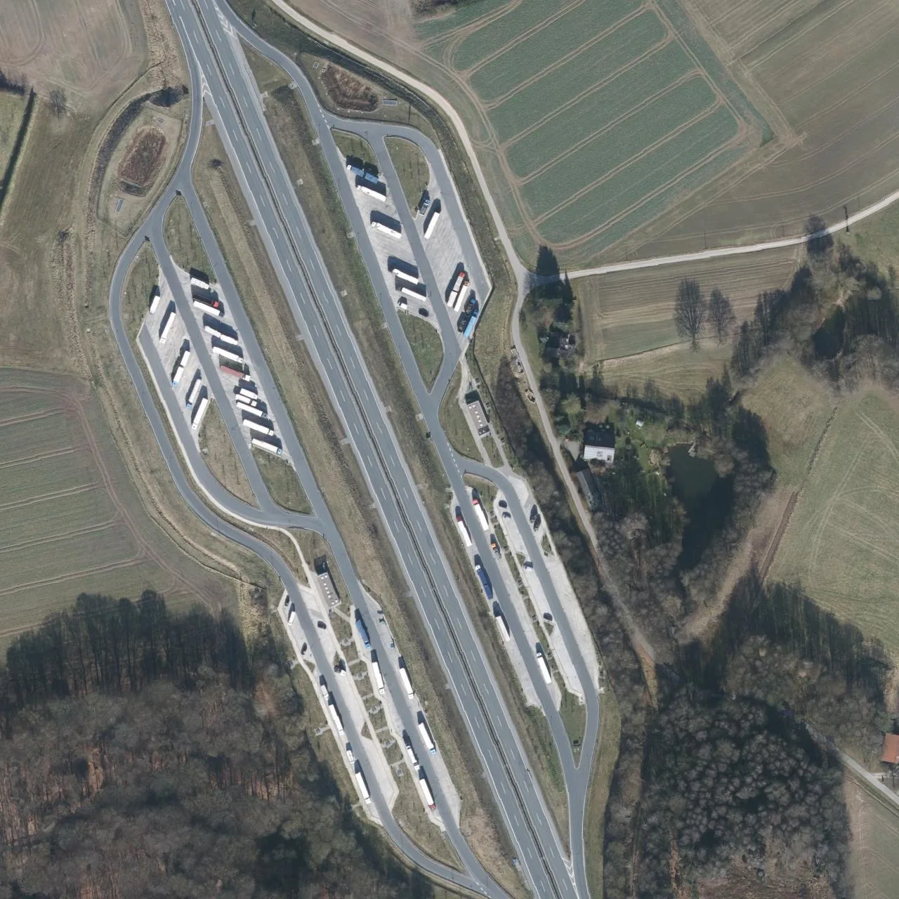 Aerial photo (orthophoto) of truck parking Teutoburger Wald Ost from 2025