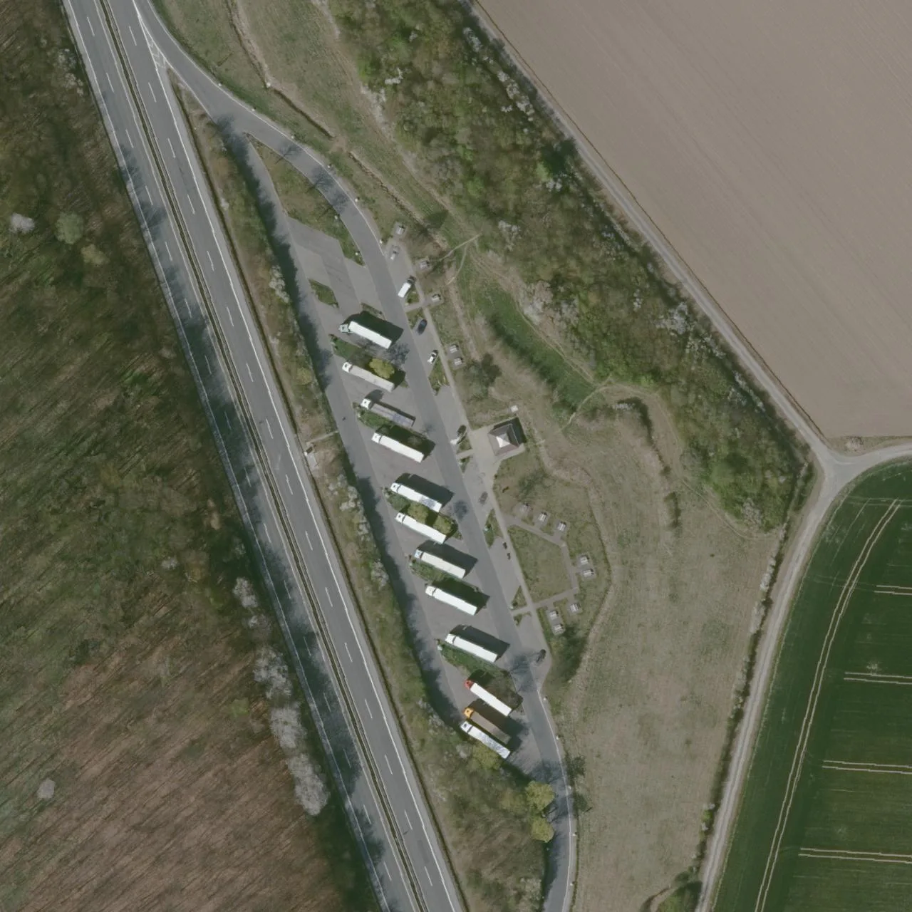 Aerial photo (orthophoto) of truck parking Ziegenberg Ost from 2025