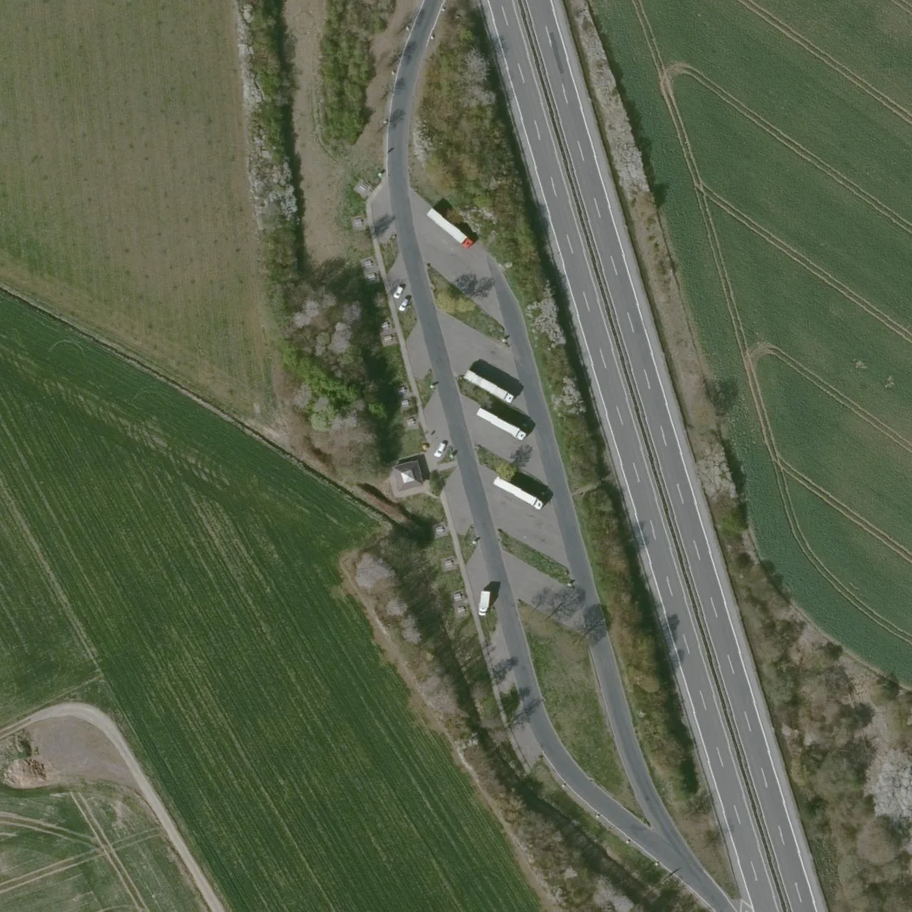 Aerial photo (orthophoto) of truck parking Werla West from 2025