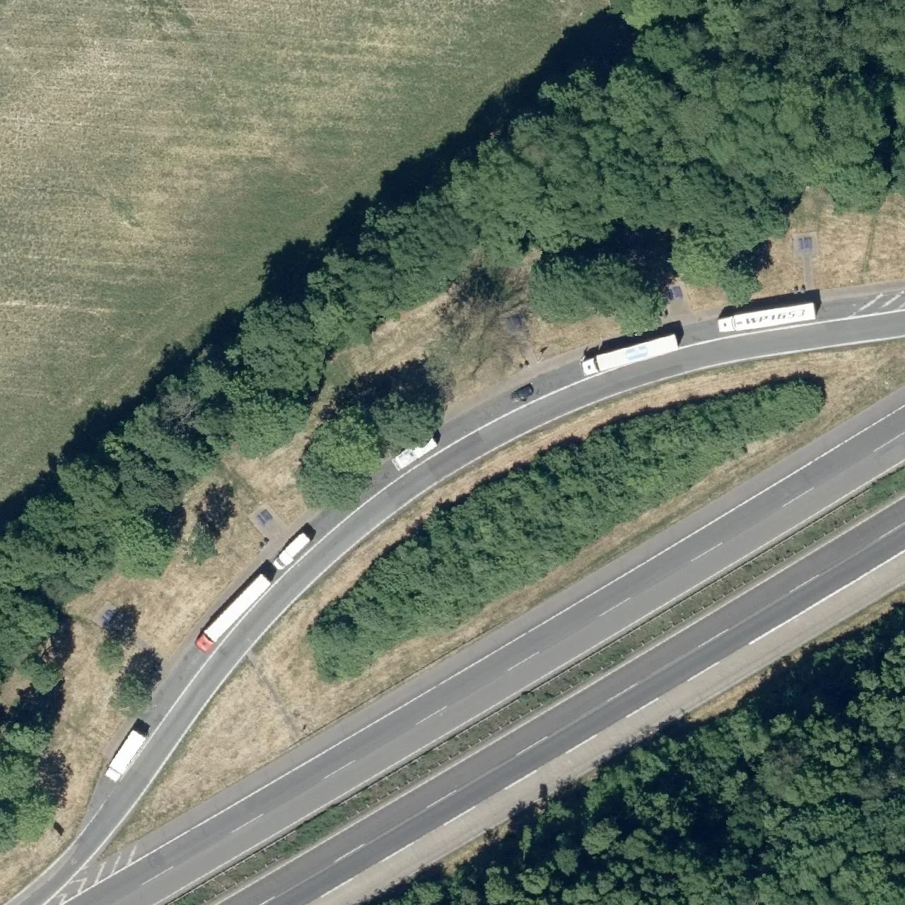 Aerial photo (orthophoto) of truck parking Habichtswald from 2024
