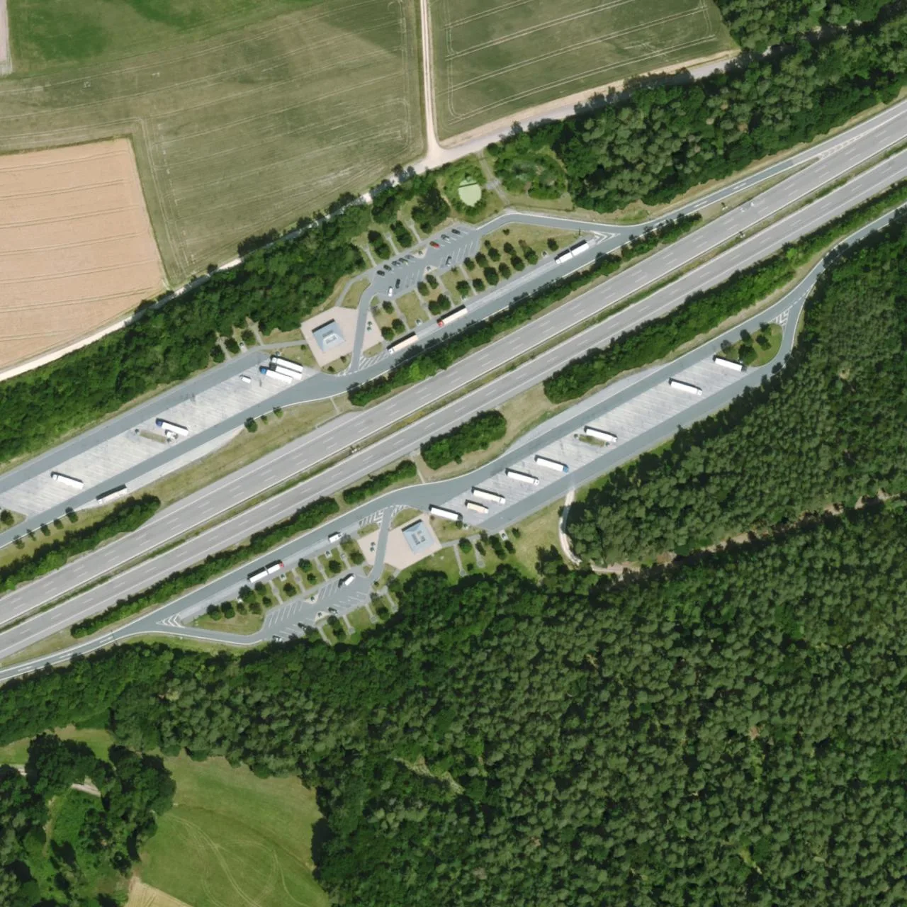 Aerial photo (orthophoto) of truck parking Geisberg Süd from 2025