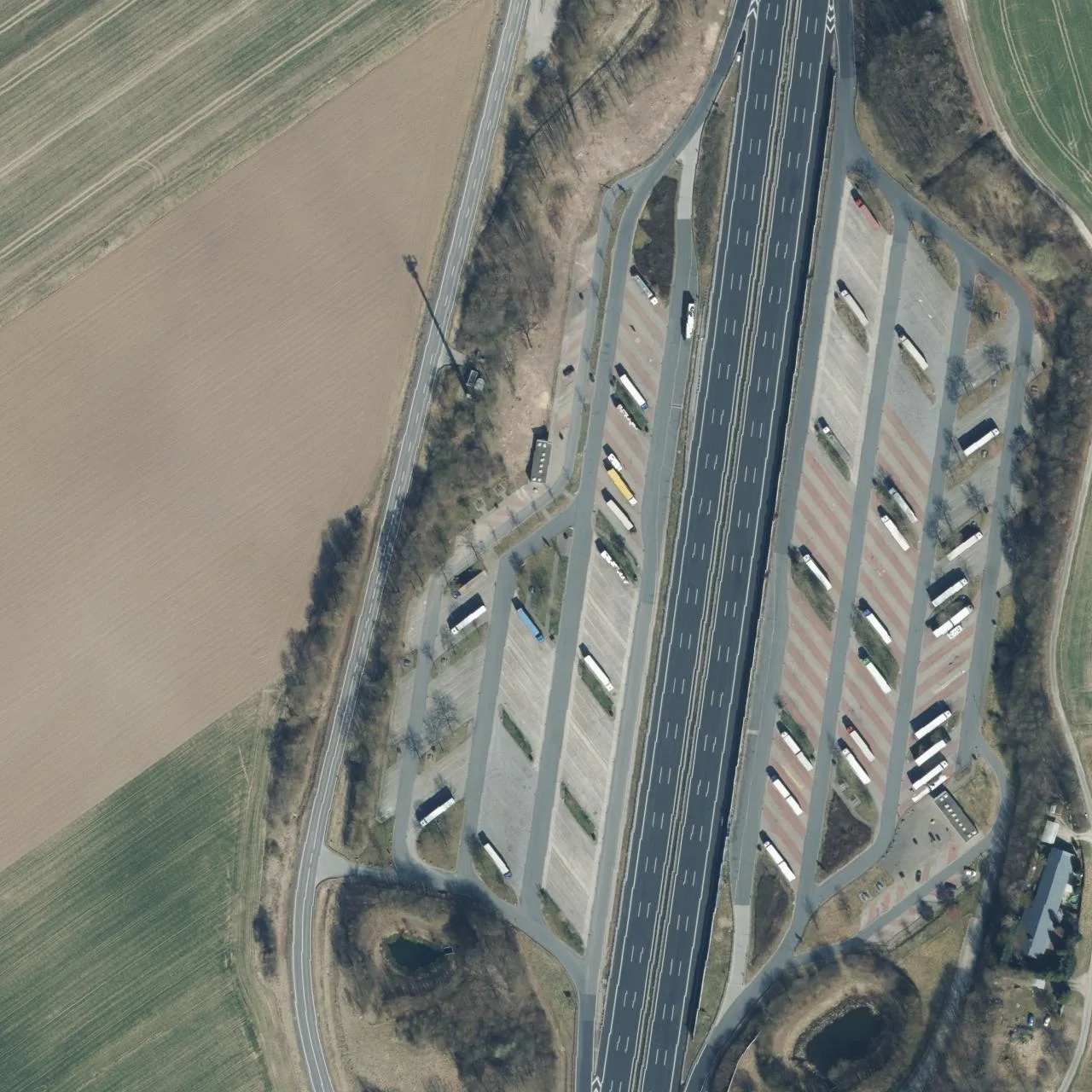 Aerial photo (orthophoto) of truck parking Schwalenberg West from 2025