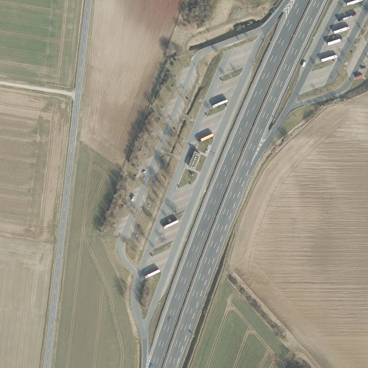 Aerial photo (orthophoto) of truck parking Schlochau West from 2025