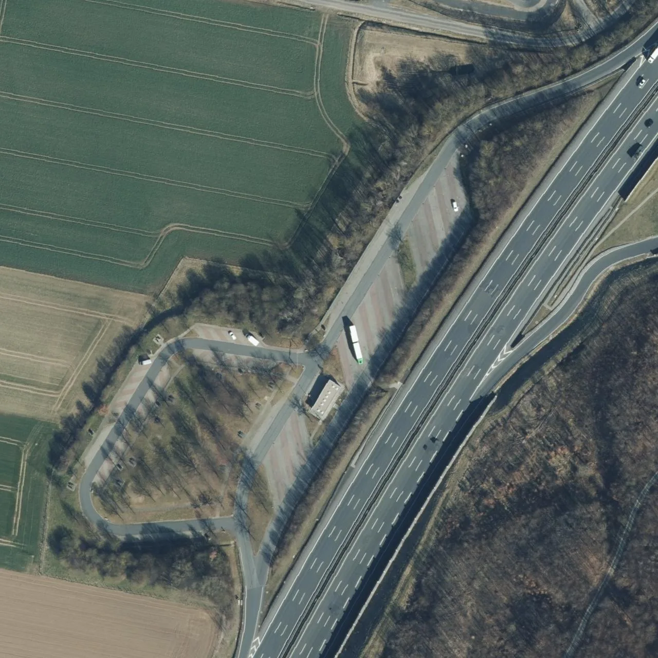 Aerial photo (orthophoto) of truck parking Am Bierberg West from 2025