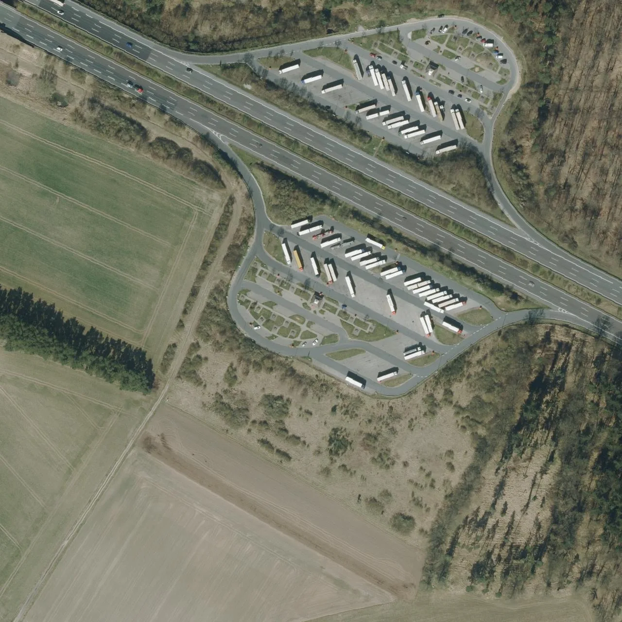 Aerial photo (orthophoto) of truck parking Uhry Süd from 2025