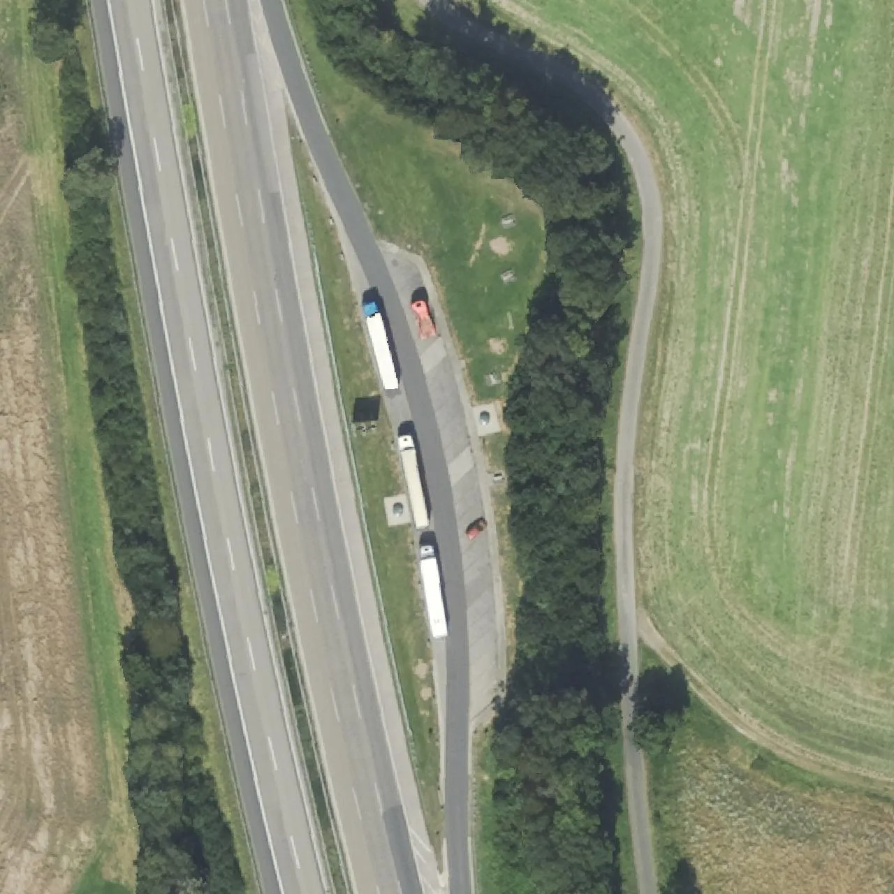 Aerial photo (orthophoto) of truck parking Ottersbach from 2024